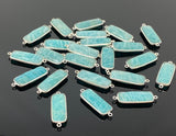 10 Pcs /13 Pcs Peruvian Amazonite Bar Gemstone Connector, Silver Plated Briolette Connectors, Jewelry Supplies, Wholesale Jewelry Findings