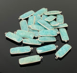 5 Pcs Natural Amazonite Gemstone Charms, Silver Plated Charms, Bulk Jewelry Supplies, Wholesale Jewelry Findings