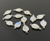 7 Pcs Rainbow Moonstone Connectors, Gemstone Connectors, Silver Plated Jewelry Findings, Jewelry Supplies, 21x11mm - 22x11.5mm