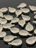 10 Pcs Rose Quartz Charms, Silver Plated Gemstone Charms, Wholesale Bulk Jewelry Supplies, 18x11mm - 19x11mm