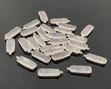 8 Pcs / 10 Pcs Rose Quartz Charms, Silver Plated Gemstone Charms, Wholesale Bulk Jewelry Supplies, 28x10.5mm - 29x11mm
