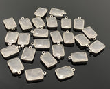 5 Pcs Rose Quartz Charms, Silver Plated Gemstone Charms, Wholesale Bulk Jewelry Supplies, 18x11mm - 19x12mm