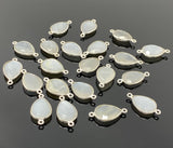 11 Pcs White Moonstone Connectors, Gemstone Connectors, Silver Plated Jewelry Findings, Jewelry Supplies, 21.5mm x15.5mm