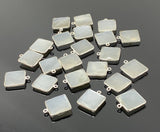 11 Pcs White Moonstone Charms, Gemstone Charms, Silver Plated Jewelry Findings, Jewelry Supplies, 18x15mm - 19x16mm