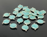 13 Pcs Peruvian Amazonite Gemstone Connector, Silver Plated Briolette Connectors, Jewelry Supplies, Wholesale Jewelry Findings