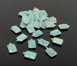 9 Pcs/ 10Pcs Natural Amazonite Gemstone Charms, Silver Plated Charms, Bulk Jewelry Supplies, Wholesale Jewelry Findings