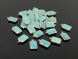9 Pcs/ 10Pcs Natural Amazonite Gemstone Charms, Silver Plated Charms, Bulk Jewelry Supplies, Wholesale Jewelry Findings
