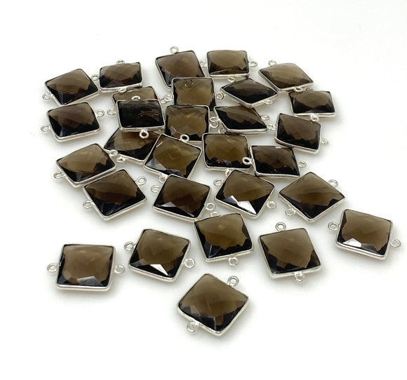9Pcs / 10Pcs Smokey Quartz Connectors, Silver Plated Gemstone Connectors, Wholesale Jewelry Findings forJewelry Making, Bulk Charms