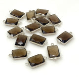 5 Pcs Smokey Quartz Connectors, Silver Plated Gemstone Connectors, Wholesale Jewelry Findings forJewelry Making, Bulk Charms