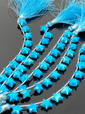 10- 10.5mm Howlite Turquoise Gemstone Beads, Hand Carved Star Beads, , Wholesale Bulk Beads, 5” Strand/ 10 Beads