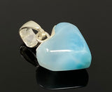 Larimar Heart Pendant, Larimar Sterling Silver Pendant, Bohemian Jewelry, Puffy Larimar Heart Pendant