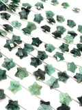 10mm Emerald Gemstone Beads, Natural Emerald Hand Carved Star Beads, Jewelry Supplies, Wholesale Bulk Beads, 5” Strand/ 10 Beads