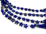 10.5mm Natural Lapis Lazuli Gemstone Beads, Hand Carved Star Beads, Jewelry Supplies, Wholesale Bulk Beads, 5” Strand/ 10 Beads