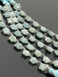 10mm Natural Aquamarine Gemstone Beads, Carved Star Beads, Aquamarine Beads, Wholesale Bulk Beads, 5” Strand/ 10 Beads