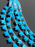 10- 10.5mm Howlite Turquoise Gemstone Beads, Hand Carved Star Beads, , Wholesale Bulk Beads, 5” Strand/ 10 Beads