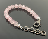 Natural Rose Quartz Gemstone Bracelet, Pave Diamond Adjustable Bracelet, AAA Grade Rose Quartz Jewelry, Gifts for Her