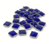 13 Pcs Lapis Lazuli Connectors, Silver Plated Lapis Lazuli Connector Links, Bulk Jewelry Findings, 20x15mm - 21x16mm