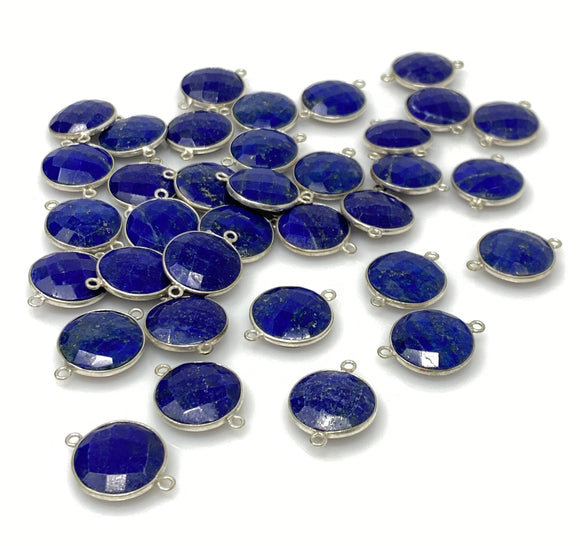 10Pcs / 12 Pcs Lapis Lazuli Connectors, Silver Plated Lapis Lazuli Connector Links, Bulk Jewelry Findings, 21x15.5mm