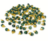 10 Pcs Emerald Electroplated Charms , Natural Emerald Rough Pendant Charms, Bulk Wholesale Jewelry Supplies, 12x7mm - 14x9mm