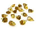 10 Pcs Raw Citrine Electroplated Charms , Natural Citrine Rough Pendant Charms, Bulk Wholesale Jewelry Supplies, 12mm- 15mm