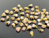10 Pcs Pink Opal Raw Cap Charms , Natural Pink Opal Rough Electroplated Charms, Bulk Wholesale Jewelry Supplies, 12mm- 15mm