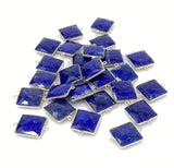 13 Pcs Lapis Lazuli Connectors, Silver Plated Lapis Lazuli Connector Links, Bulk Jewelry Findings, 20x15mm - 21x16mm