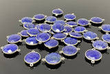 10Pcs / 12 Pcs Lapis Lazuli Connectors, Silver Plated Lapis Lazuli Connector Links, Bulk Jewelry Findings, 21x15.5mm