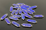 12 Pcs Lapis Lazuli Connectors, Silver Plated Lapis Lazuli Connector Links, Bulk Jewelry Findings