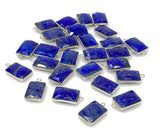 9Pcs Lapis Lazuli Charms, Silver Plated Lapis Lazuli Gemstone Charms, Bulk Jewelry Supplies