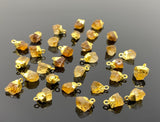 10 Pcs Raw Citrine Electroplated Charms , Natural Citrine Rough Pendant Charms, Bulk Wholesale Jewelry Supplies, 12mm- 15mm