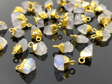 10 Pcs Rainbow Moonstone Raw Cap Charms , Natural Rainbow Moonstone Rough Electroplated Charms, Bulk Wholesale Jewelry Supplies, 12mm- 15mm