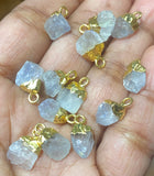 10 Pcs Rainbow Moonstone Raw Cap Charms , Natural Rainbow Moonstone Rough Electroplated Charms, Bulk Wholesale Jewelry Supplies, 12mm- 15mm