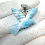 10g Rare Larimar Bird Pendant, Silver Bohemian Jewelry, Dominican Republic Larimar Pendant