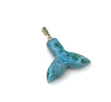 14g Rare Larimar Mermaid Tail Pendant, Sterling Silver Pave Diamond Pendant, Bohemian Jewelry, Large Larimar Whale Tail Pendant