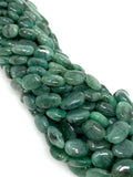 16" Natural Emerald Gemstone Beads, Smooth Emerald Oval Beads for Jewelry Making, May Birthstone Jewelry Supplies