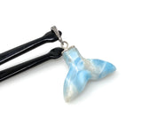 10g Larimar Mermaid Tail Pendant, Sterling Silver Pave Diamond Pendant, Bohemian Jewelry, Larimar Whale Tail Pendant