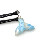 10g Larimar Mermaid Tail Pendant, Sterling Silver Pave Diamond Pendant, Bohemian Jewelry, Larimar Whale Tail Pendant