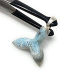 10g Larimar Mermaid Tail Pendant, Sterling Silver Pendant, Bohemian Jewelry, Larimar Whale Tail Pendant