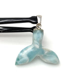 14g Larimar Mermaid Tail Pendant, Sterling Silver Pendant, Bohemian Jewelry, Larimar Whale Tail Pendant