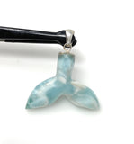 14g Larimar Mermaid Tail Pendant, Sterling Silver Pendant, Bohemian Jewelry, Larimar Whale Tail Pendant