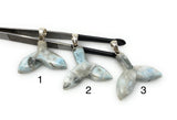 Set of 3Pcs Larimar Mermaid Tail Pendants, Sterling Silver Pendant, Bohemian Jewelry, Larimar Whale Tail Pendant
