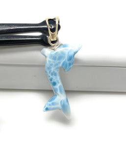 8g Larimar Dolphin Pendant, Larimar Pendant, Bohemian Jewelry, Dominican Republic Larimar Pendant