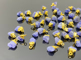 10 Pcs Raw Tanzanite Gemstone Charms, Rough Gold Electroplated Tanzanite Charms, Bulk Wholesale Jewelry Supplies, 12mm- 15mm