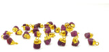 10 Pcs Raw Ruby Gemstone Charms, Rough Gold Electroplated Ruby Cap Charms, Bulk Wholesale Jewelry Supplies, 12mm- 15mm