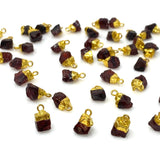 10Pcs Raw Garnet Gemstone Charms, DIY Gold Electroplated Rough Garnet Charms, Bulk Wholesale Jewelry Supplies, 12mm- 15mm