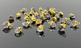 10Pcs Raw Herkimer Diamond Gemstone Charms, Gold Electroplated Rough Charms, Bulk Wholesale Jewelry Supplies, 12mm- 15mm