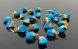 5 Pcs Raw Turquoise Gemstone Charms, DIY Gold Electroplated Rough Turquoise Charms, Bulk Wholesale Jewelry Supplies, 12mm- 15mm