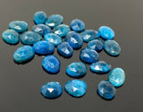 25 Pcs Natural Blue Neon Apatite Rose Cut Cabochons, Loose Gemstones, Neon Apatite Rose Cuts, Ring Stones, 10x8mm - 13x10mm