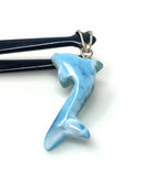 6g Larimar Dolphin Pendant, Larimar Pendant, Bohemian Jewelry, Dominican Republic Larimar Pendant