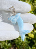 8g Larimar Dolphin Pendant, Larimar Pendant, Bohemian Jewelry, Dominican Republic Larimar Pendant,Light Blue Dolphin Larimar Pendant
